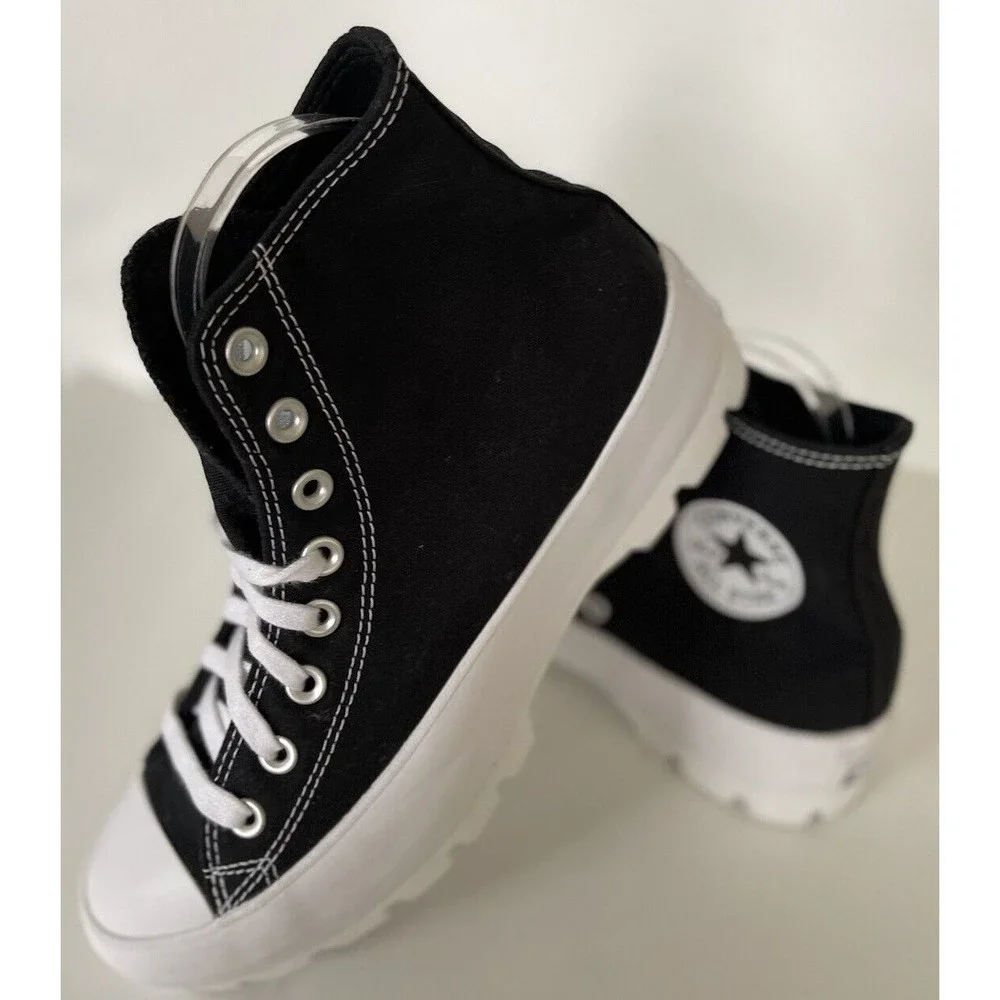 Converse Women Chuck Taylor All Star Platform Black White Canvas Shoes Size 9